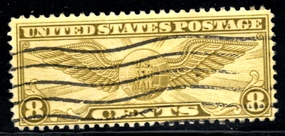 Stamp USA Airmail (circa 1931) 8¢ olive bister Air Service Emblem SC# C17 Used - Image 1 of 2