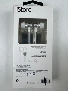 I-Store Metallic Earbuds Dynamic Stereo Sound w Microphone Silver - Picture 1 of 8