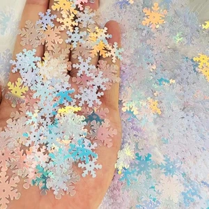 50g Snowflakes Confetti,Iridescent Glitter PVC Winter Wedding Confetti Xmas T... - Bild 1 von 5