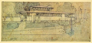 Tomek House Riverside IL Architectural Drawing by Frank Lloyd Wright 1907 Print - Picture 1 of 2
