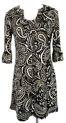Anthropologie Aryeh Womans Size L Sweater Dress Paisley Knit 3/4 Sleeves Classic - Image 1 of 4