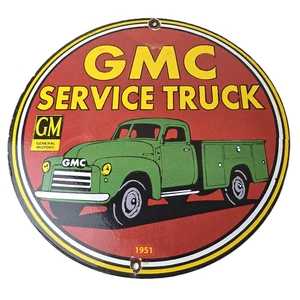 Vintage General Motors Schild - GMC Automobiles Trucks Gas Pump Ad Porzellanschild - Bild 1 von 14