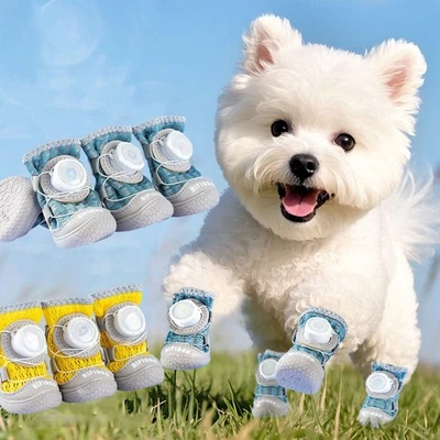 4Pcs/Set Reflective Dogs Mesh Shoes  for Pomeranian Bichon Chihuahua - Image 1 of 4