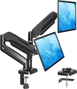 Dual Monitor Stand for Desk, Pneumatic Monitor Arms for 2 Monitors Max 32 Inc... - Afbeelding 1 van 9