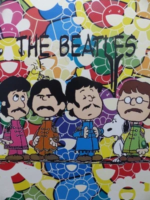 DEATH NYC gerahmte Lithografie ltd edit "Snoopy Beatles 3D Siegel COA Zertifikat - Bild 1 von 4