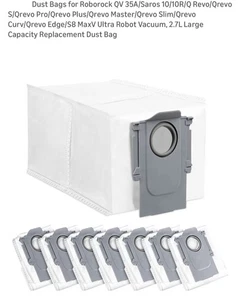 10 Pieces Dust Bags for Roborock QV 35A/Saros 10/10R/Q Revo/Qrevo S/Qrevo - Picture 1 of 10