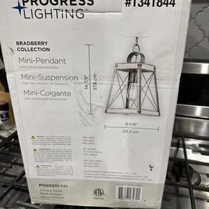 PROGRESS LIGHTING BRADBERRY COLLECTION PENDANT LIGHT ANTIQUE WHITE FARMHOUSE NIB - Picture 1 of 2