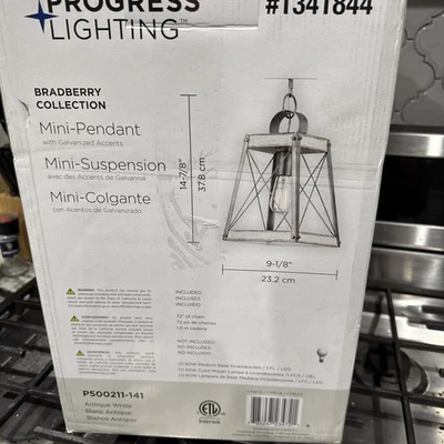 LUZ COLGANTE COLECCIÓN BRADBERRY PROGRESS LIGHTING ANTIGUA BLANCA GRANJA NUEVA EN CAJA Foto 1 de 2