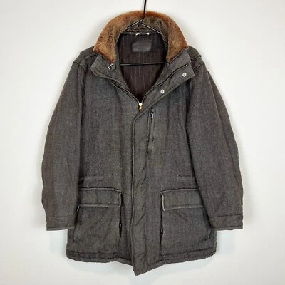 Casaco masculino Ermenegildo Zegna Elements lã cashmere pele cordeiro marrom tamanho XL US$ 5000 - Imagem 1 de 4