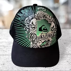 Quiksilver Hat Mens Cap 90s Beach Funky Surf Tattoo Skate Style Graphic RARE! - Picture 1 of 7