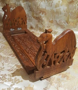 Elegante Teak Laub Blatt/Gazelle Stil geschnitzte Holz klappbare Buchstützen (A1) - Bild 1 von 6