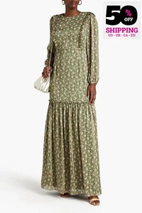 RRP €1017 MIKAEL AGHAL Jacquard Maxi Dress US4 UK8 IT40 S Floral Ruffle Trim - Picture 1 of 7