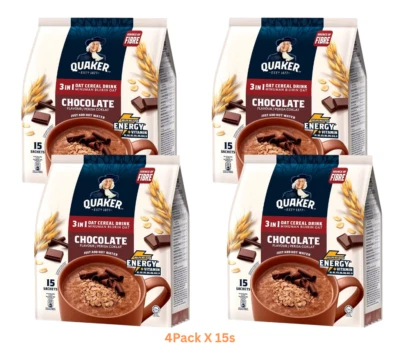 4 件巧克力 QUAKER 燕麦速溶 3 合 1 15's (28g) 露营早餐 — 第 1/4 张图片