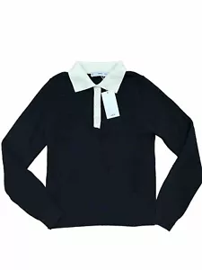 Top manga larga tejido fino cuello crema negro Mango para mujer M - Imagen 1 de 9