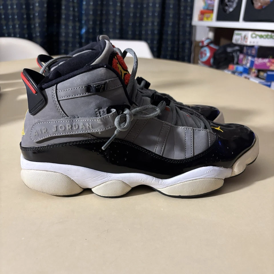 Nike Jordan 6 Rings Men Size 10.5 Sneaker Shoes Smoke Gray Black Red 322992-022 - Image 1 of 4