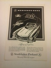 Vtg 1957 Car Print Ad '57 MERCEDES-BENZ 300 SL ROADSTER - "LEGACY OF PERFECTION"