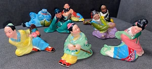 Set of 8 Extremely Detailed Early 20th Century  Chinese Chalk Ware Figurines 3” - Picture 1 of 12