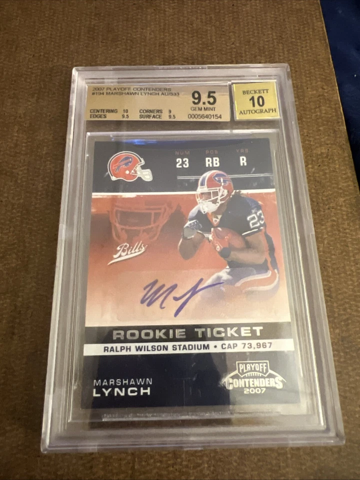 2007 Playoff Contenders Rookie Ticket #194 Marshawn Lynch Bills RC AUTO BGS 9.5 - Image 1 of 2
