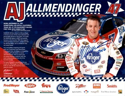 Foto #2 #2 firmada por AJ Allmendinger NASCAR Kroger Promo 8,5x11 Foto 1 de 2