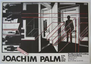 Manifesto Esposizione Joachim Palm Offset 1970 firmato Kerlikowsky & Kneidling - Foto 1 di 2