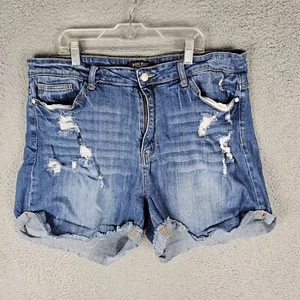 Judy Blue Boyfriend Shorts Damen 2XL blau Denim distressed gerollt Stretch - Bild 1 von 10