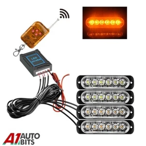 Wireless Amber 24 LED Flashing Grill Lights Bar Warning Recovery Breakdown Kit - Picture 1 of 9