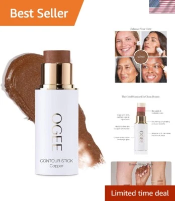 Sculpted Face Stick COPPER - RADIANT COCOA Certified Organic Bronzer Stick & ... - Image 1 of 4