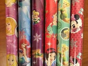DISNEY PRINCESS MERMAID CHRISTMAS GIFT WRAP 4 ROLLS = 80 SQ FEET ROLLS WILL VARY - Image 1 of 1