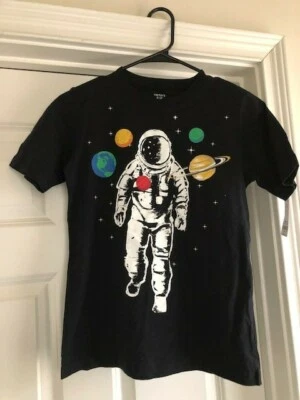 Carter's Kid Boys TShirt Black with Space Man Decal Size 14 - Image 1 of 2