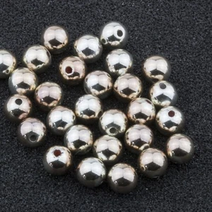 6mm Silver Acrylic Round Faux Pearl Bead Vintage Japanese 50pcs 10306010 - Picture 1 of 2