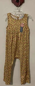 Baileys Blossoms Boutique Girls 3t Yellow Floral Sleeveless Jumpsuit NWT! A6271 - Picture 1 of 5