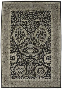Charcoal Transitional Floral Oriental Rug Hand-Knotted Farmhouse Carpet 9X13 ft - Picture 1 of 14