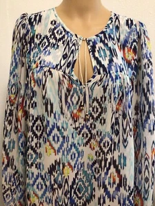 Tbags Los Angeles Blouse Womens See Through multicolored pullover Sz M regular - Picture 1 of 12