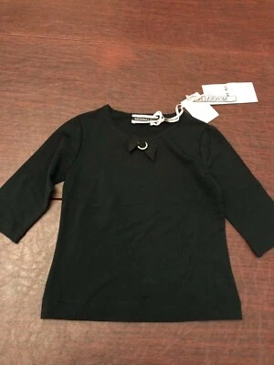 Camiseta Monnalisa Niñas Talla 5, Color Negro Manga Larga con Lazo Foto 1 de 4