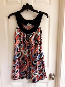Hiatus blouse, Women's Size Small, multi color, silky, pleated, Sleeveless, EUC - Picture 1 of 3