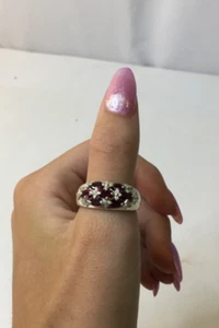 Vintage Sterling with 7 Garnets Ring Size 9.75 - Picture 1 of 8
