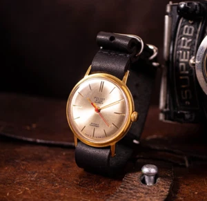 Reloj automático de lujo Poljot, dorado 20 micras, reloj soviético De Luxe, reloj raro - Imagen 1 de 6