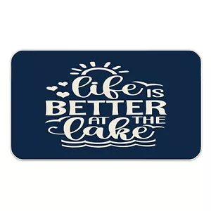Navy Lake Door Mat - Summer Lake House Welcome Mats Outdoor Entrance Lake Hou... - Picture 1 of 4