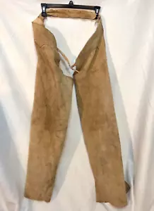 Vintage Chaps Tan Heavy Suede Leather Equestrian Ranch Hand Riding Cowboy - Picture 1 of 10