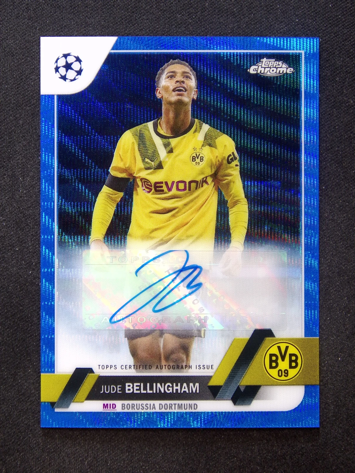 2022-23 Topps Chrome UEFA Jude Bellingham #CA-JB Blue Wave Auto /75 SSP BVB