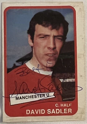 1968 A & BC Gum Soccer David Sadler AUTO Manchester United - Image 1 of 2