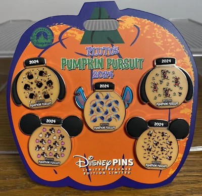 Disney Parks Pluto's Pumpkin Pursuit 2024 Edición Limitada (5 pines a bordo) Foto 1 de 4