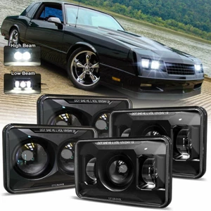 4PCS Lamps 1980-88 For Chevrolet Monte Carlo 4x6" inch LED Headlights w/ Running - Foto 1 di 12