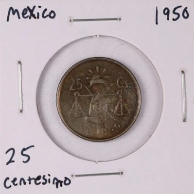 Moneda de plata de 25 centavos de México 1950 Foto 1 de 4