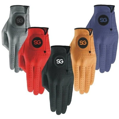 SG Men Colored 100% Cabretta leather golf gloves Black Blue Grey Red Yellow Gold - Image 1 of 4