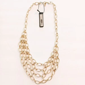 Ann Taylor 3-lagige Gold Gliederkette Statement Halskette NEU Neu mit Etikett - Bild 1 von 3