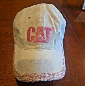 CAT Cap Khaki & PINK CAT Tweed Bill Cleveland Brothers w Adjustable Fabric Strap - Picture 1 of 9