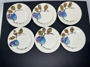 6 piatti da dessert vintage Vera Neumann frutta proibita pane prugne viola blu 6,25" - Foto 1 di 12