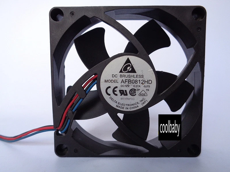 Delta AFB0812HD fan 80*80*20mm 12V 0.27A 3pin - Image 1 of 1