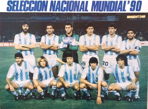 Poster 1990 FIFA WC Argentina National Football Team Orig. Vtg-Maradona-Caniggia Cover